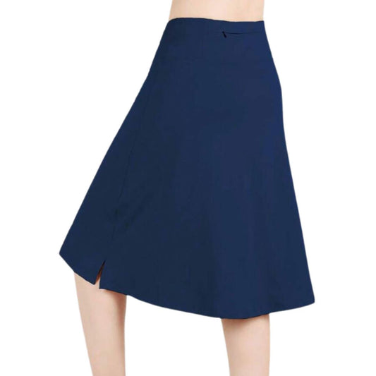 Knee Length Gym Skirt with Shorts - One Piece - Navy