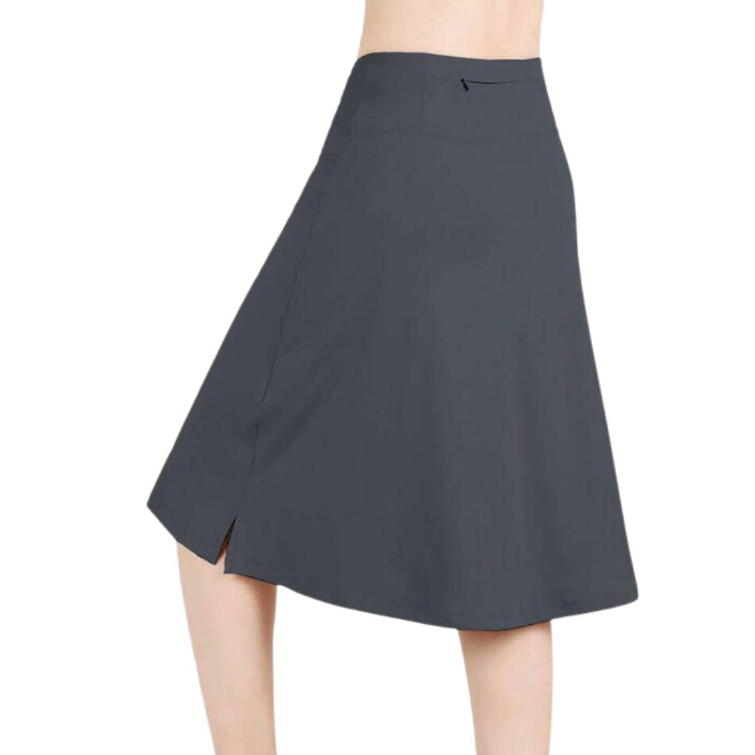 Knee Length Gym Skirt with Shorts - One Piece - Grey